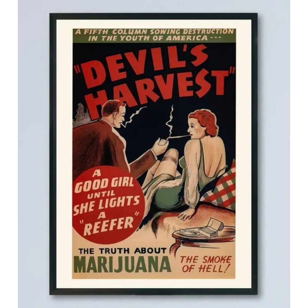 "DEVIL'S HARVEST" Retro Canvas GOOD GIRL | REEFER Poster 12×16 NEW | No Frame - Picture 2 of 3